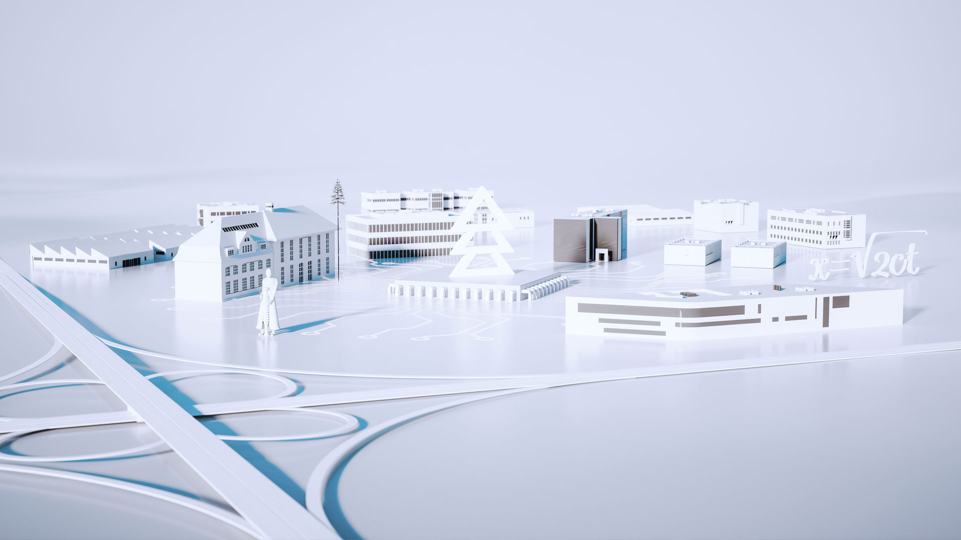 Aufnahme von Miniatur des Hermsdorfer Industriegebiet mit Autobahnkreuz, historischen Gebäuden und Unternehmen bei Tag